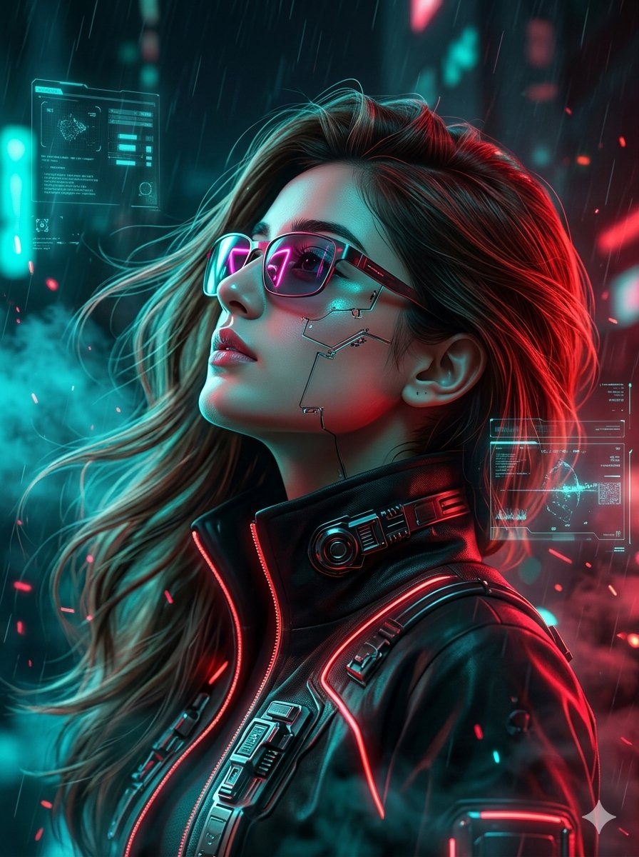 Using the uploaded image and without changing the face, create a hyper-detailed cyberpunk side-profile portrait of a st…