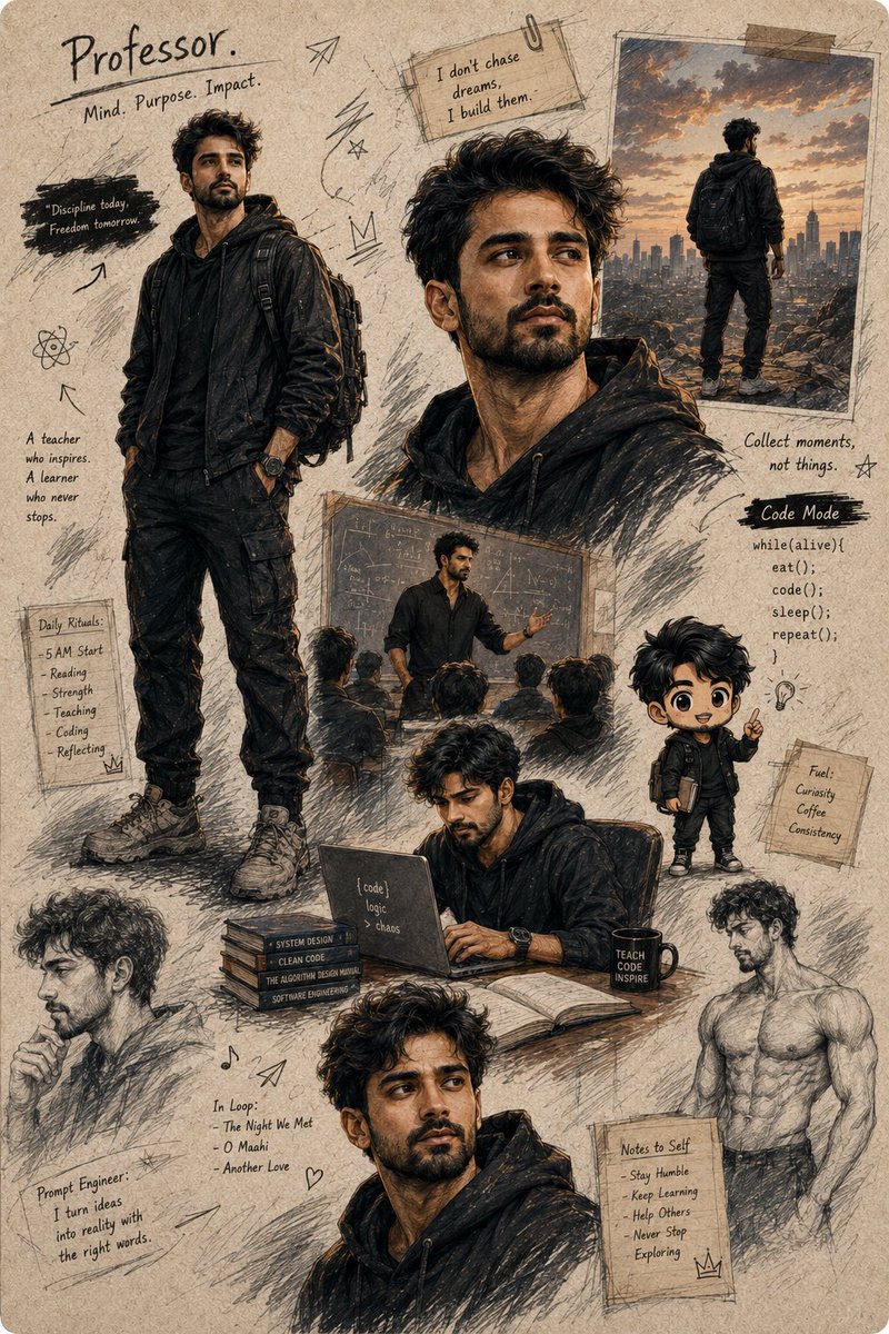 Ultra-detailed anime-inspired cinematic character moodboard poster of a handsome young {argument name="subject descript…