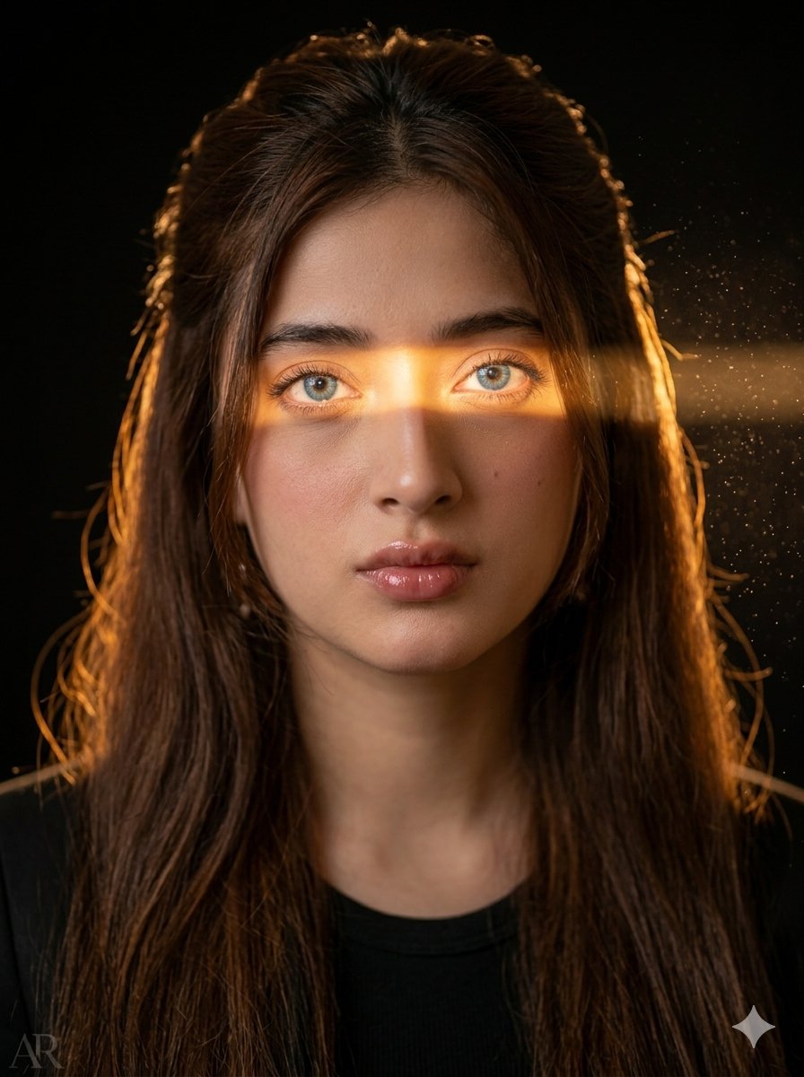 A cinematic close-up portrait of a {argument name="subject" default="young woman with long, wavy dark brown hair"} and …