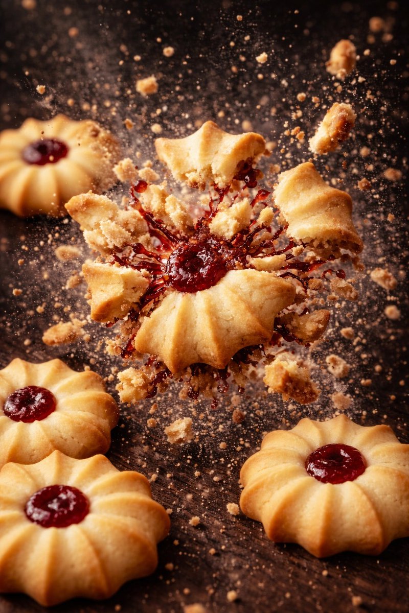 dynamic mid-air explosion effect, {argument name="target" default="object"} breaking apart into multiple fragments, pie…