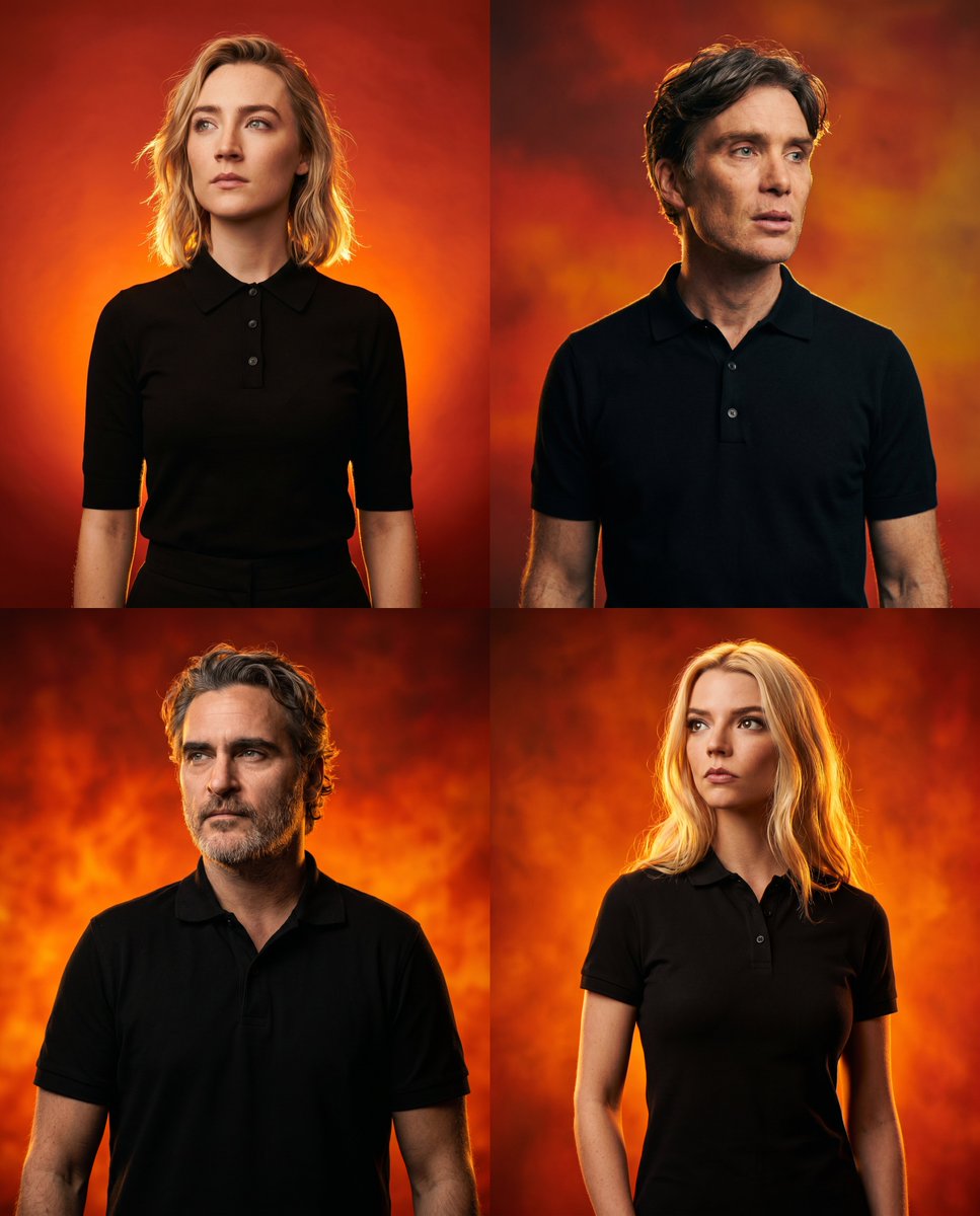Ultra-realistic studio portrait photography, {argument name="name" default="Celebrity"} wearing a plain black polo shir…