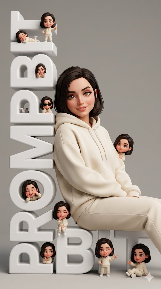 Ultra-realistic fashion editorial portrait, pixar-inspired 3D cute stylish person with exact facial identity from refer…