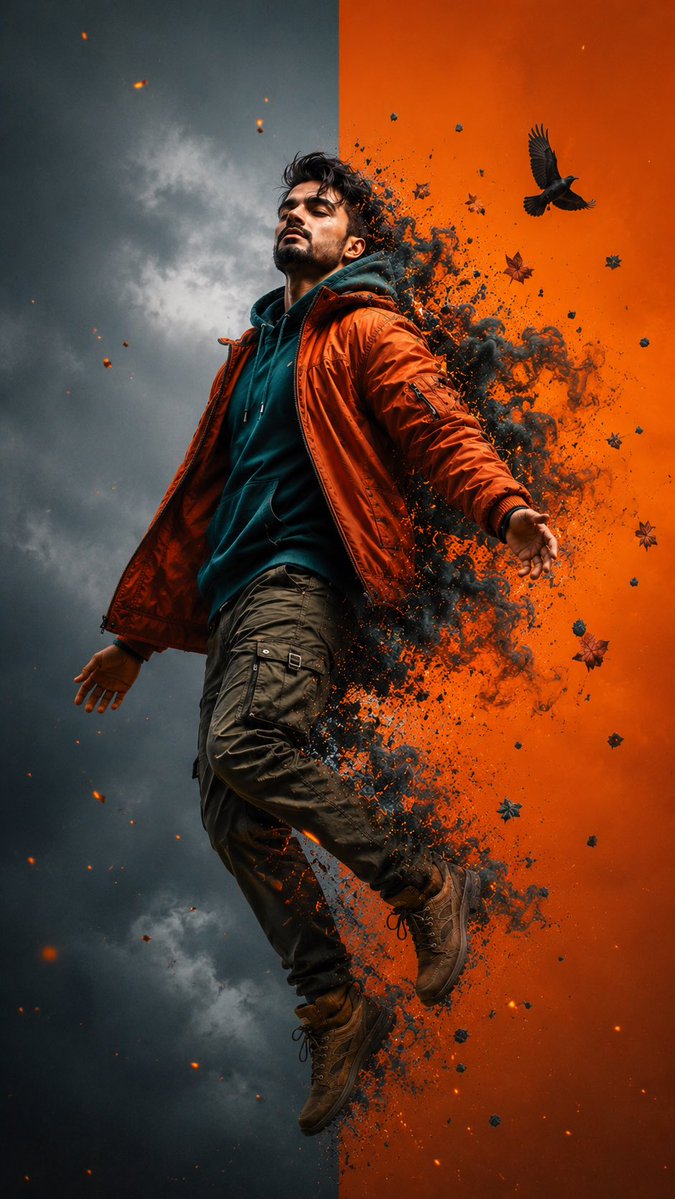 Ultra-realistic cinematic levitation portrait of the exact person from the reference image, preserving facial identity …