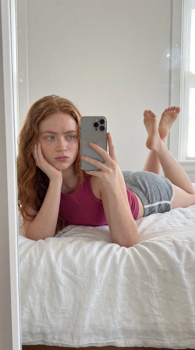 {"subject": {"identity": {"biometric_reference": "Sadie Sink", "age_representation": "Early 20s"}, "facial_features": {…