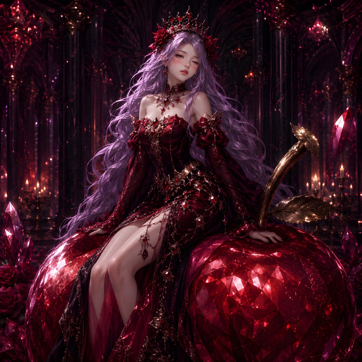 Beautiful fantasy woman with {argument name="hair style" default="long flowing hair"}, inspired by gothic rose aestheti…